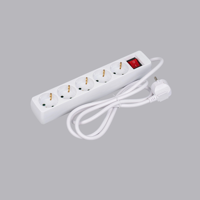 LOB-05K Dây nguồn 5 chiều hình chữ nhật kiểu Đức có công tắc Multi-Socket