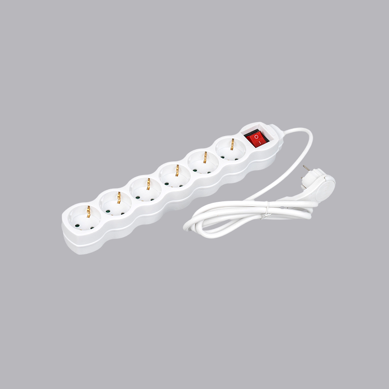 LOG-06KL Ổ cắm điện 6 chiều hình quả bầu kiểu Đức có vòng kéo và công tắc Ổ cắm đa năng