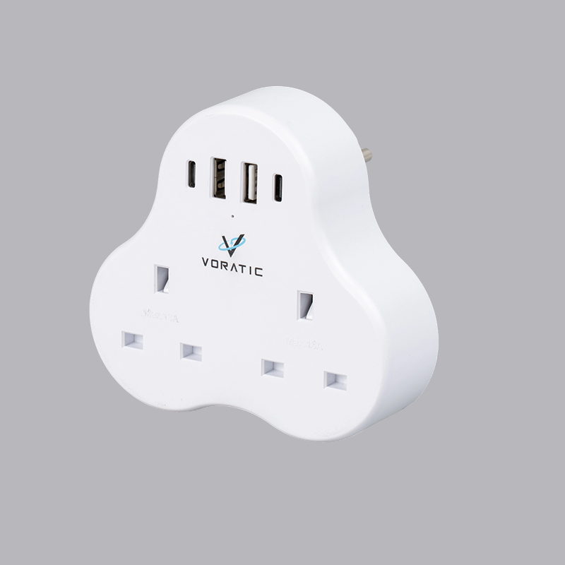 VT-923-DE UK sang Đức, 2 ổ cắm, 2 cổng USB, adapter 2 cổng typeC