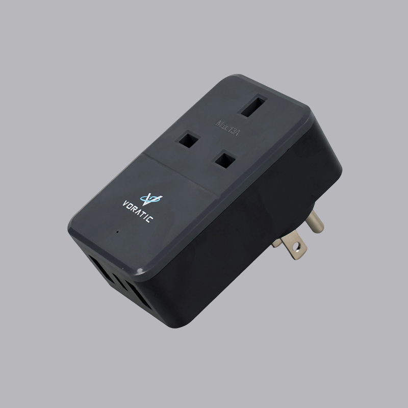 VT-926-US UK to USA, 1 ổ cắm, 2 cổng USB, 1 adapter cổng typeC