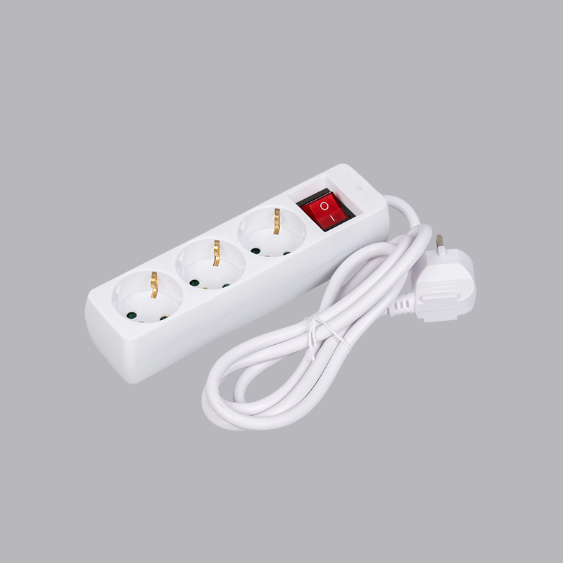 LOB-03K Dây nguồn 3 chiều hình chữ nhật kiểu Đức có công tắc Multi-Socket