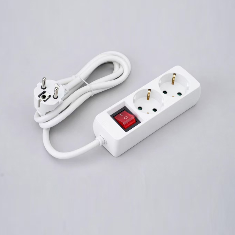 LOB-02K Dây nguồn 3 chiều hình chữ nhật kiểu Đức có công tắc Multi-Socket