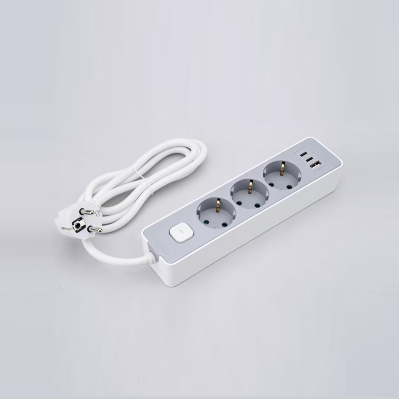 LOB-03K-AC Ổ cắm điện 3 ổ cắm kiểu Đức có công tắc, bộ sạc nhanh PD, 1 cổng USB-A và 2 cổng Type-C Multi-Socket