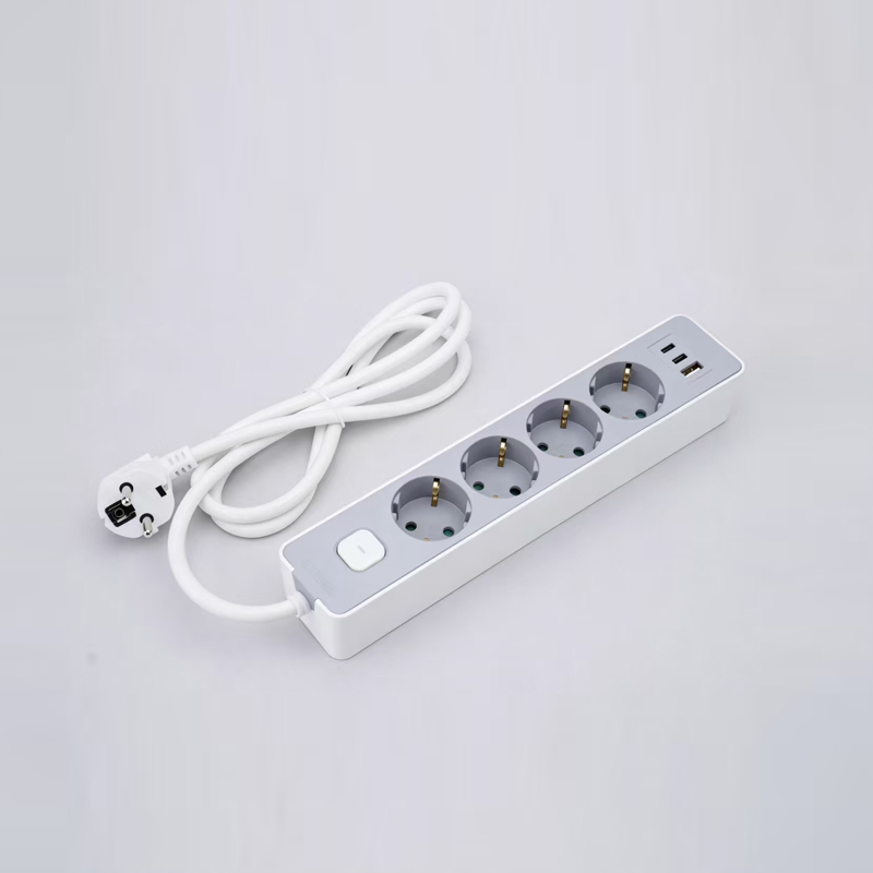 LOB-05K-AC Ổ cắm điện 5 ổ cắm kiểu Đức có công tắc, bộ sạc nhanh PD, 1 cổng USB-A và 2 cổng Type-C Ổ cắm đa năng